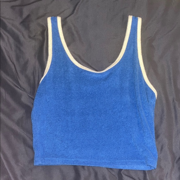 Hollister Tops - Hollister Blue Terry Tank Top with Cream Trim - Women